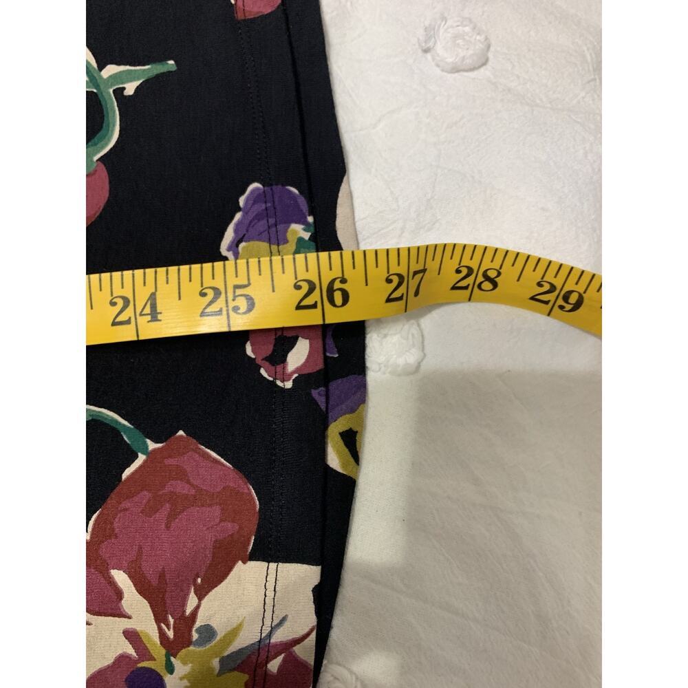 Lauren Ralph Lauren Black Pleated Floral Jersey Tie Neck Top Puff Sleeve XXL - Picture 7 of 10